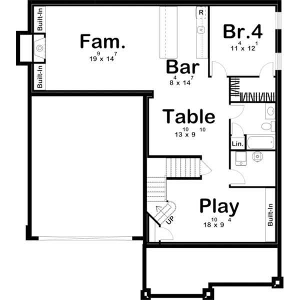 Contemporary House Plan Basement Floor - Stoneybrook Modern Farmhouse 123D-0248 - Shop House Plans and More