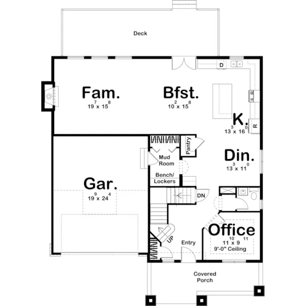 Contemporary House Plan First Floor - Stoneybrook Modern Farmhouse 123D-0248 - Shop House Plans and More