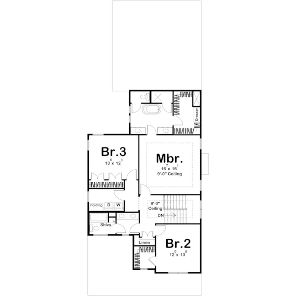 Craftsman House Plan Second Floor - Oakwood Park Craftsman Home  123D-0272 - Shop House Plans and More