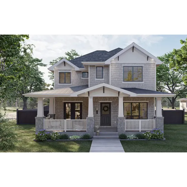 Craftsman House Plan Front of Home - Oakwood Park Craftsman Home  123D-0272 - Shop House Plans and More