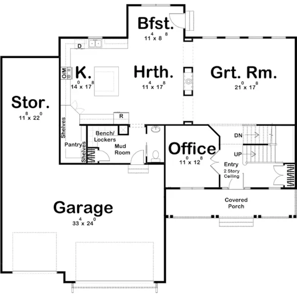 Farmhouse Plan First Floor - Anderson Luxury Home 123D-0289 | House Plans and More