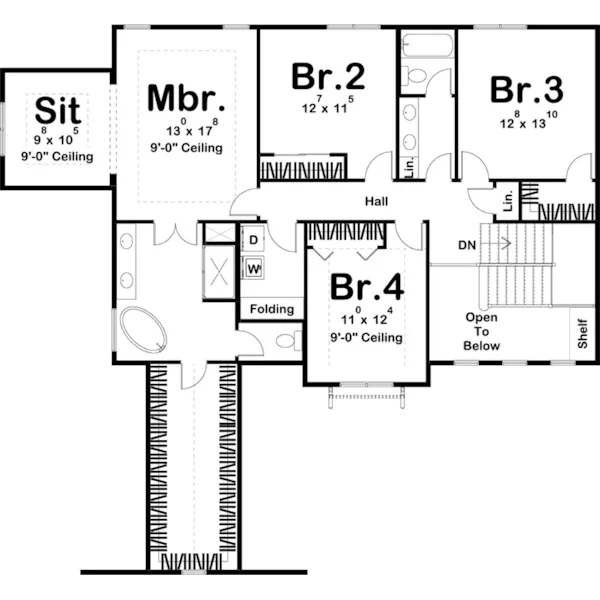 Farmhouse Plan Second Floor - Anderson Luxury Home 123D-0289 | House Plans and More