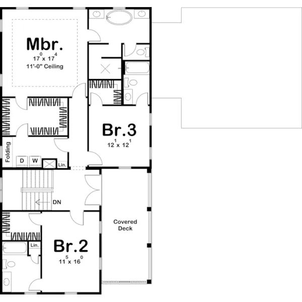 Modern House Plan Second Floor - Ashville Hill Southern Home 123D-0299 | House Plans and More