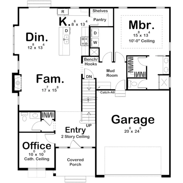 Traditional House Plan First Floor - Dunnig Two-Story Home 123D-0302 | House Plans and More