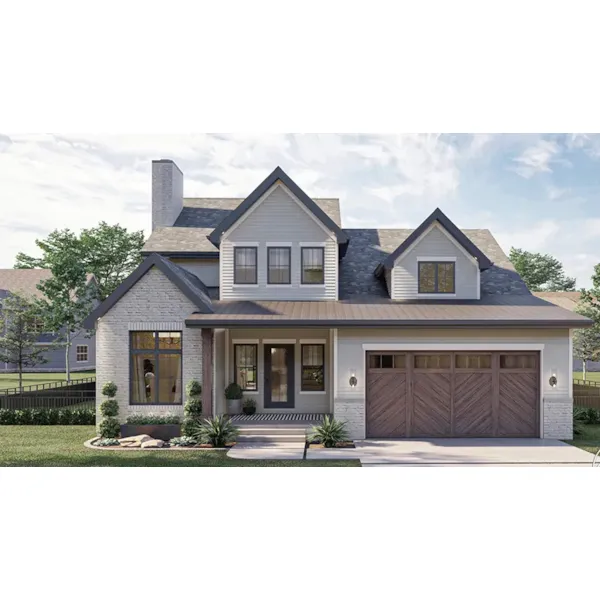 Traditional House Plan Front of Home - Dunnig Two-Story Home 123D-0302 | House Plans and More