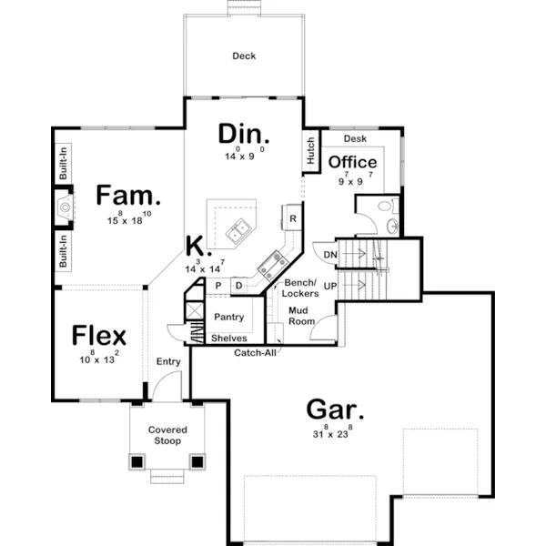 Craftsman House Plan First Floor - Cedar Springs Craftsman Home 123D-0304 | House Plans and More