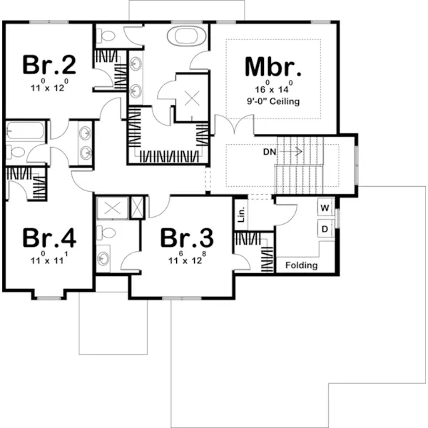 Craftsman House Plan Second Floor - Cedar Springs Craftsman Home 123D-0304 | House Plans and More