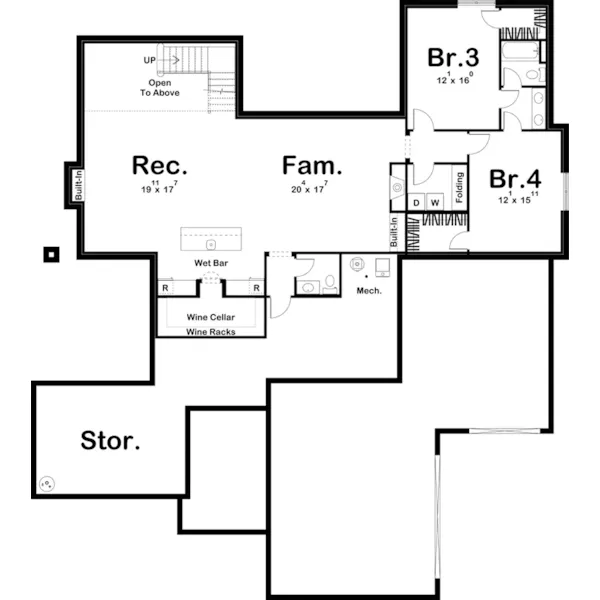 Country French House Plan Basement Floor - Broadmoor Modern Home 123D-0306 | House Plans and More