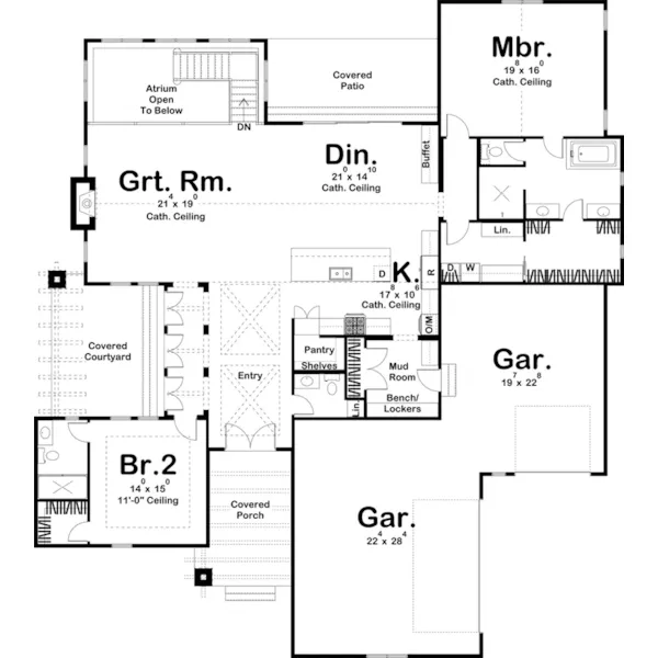 Country French House Plan First Floor - Broadmoor Modern Home 123D-0306 | House Plans and More