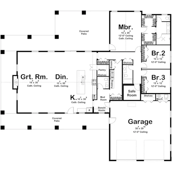 Country House Plan First Floor - Hickory Hills Country Home 123D-0312 | House Plans and More