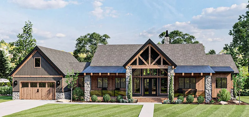 Ranch House Plan Front of Home - Bramble Hill Craftsman Home 123D-0313 | House Plans and More