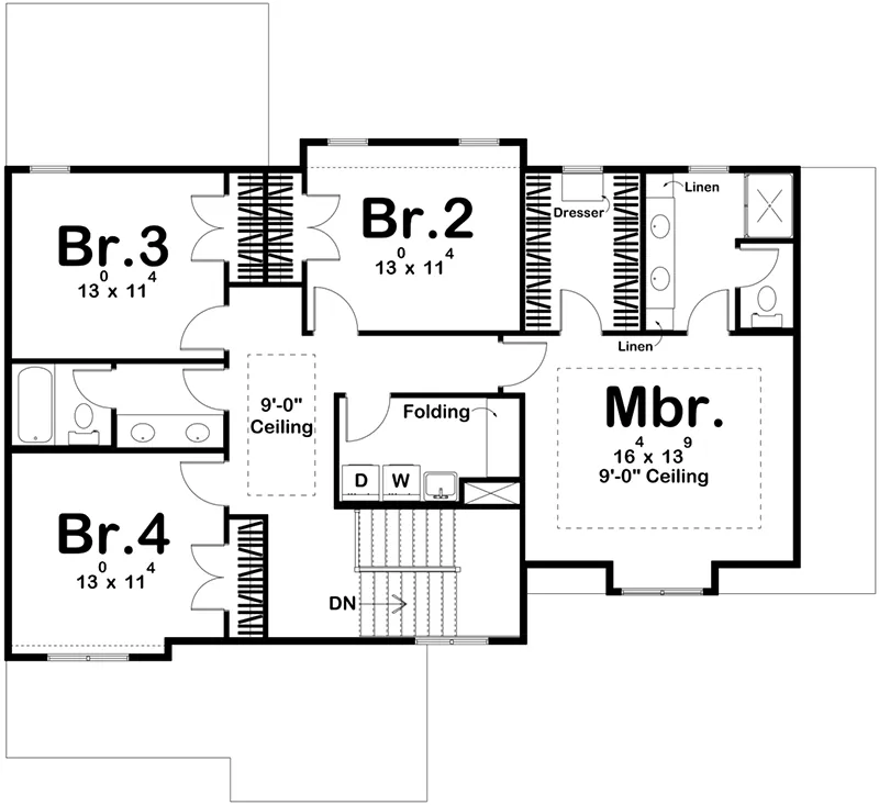 Modern Farmhouse Plan Second Floor - Maryville Country Home 123D-0316 | House Plans and More