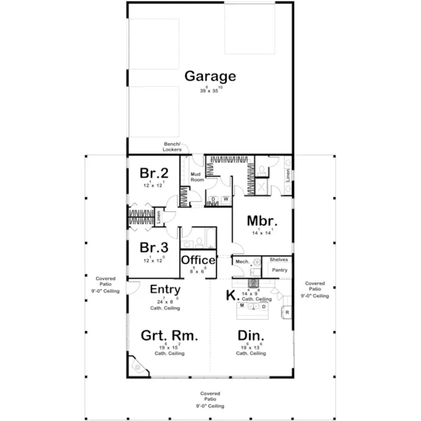 Mountain House Plan First Floor - Red Rocks Modern Farmhouse 123D-0320 - Shop House Plans and More