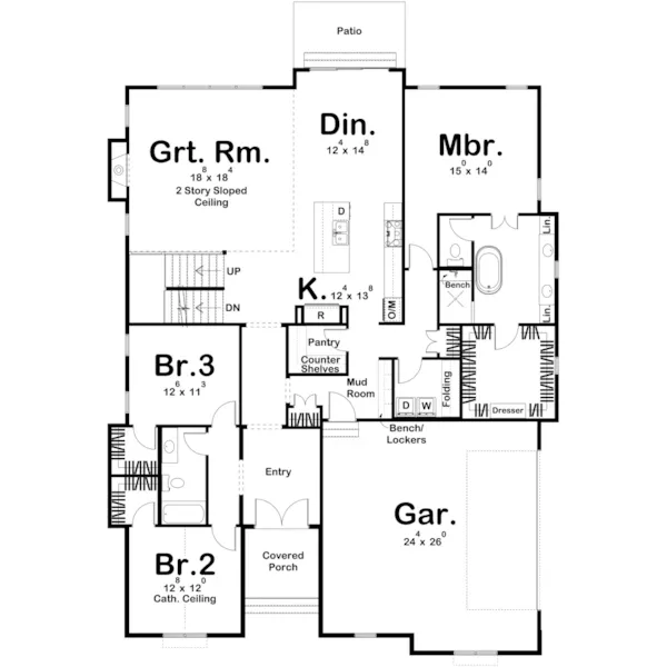 Modern House Plan First Floor - Hickory Creek Two-Story Home 123D-0322 | House Plans and More