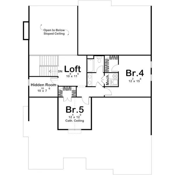 Modern House Plan Second Floor - Hickory Creek Two-Story Home 123D-0322 | House Plans and More