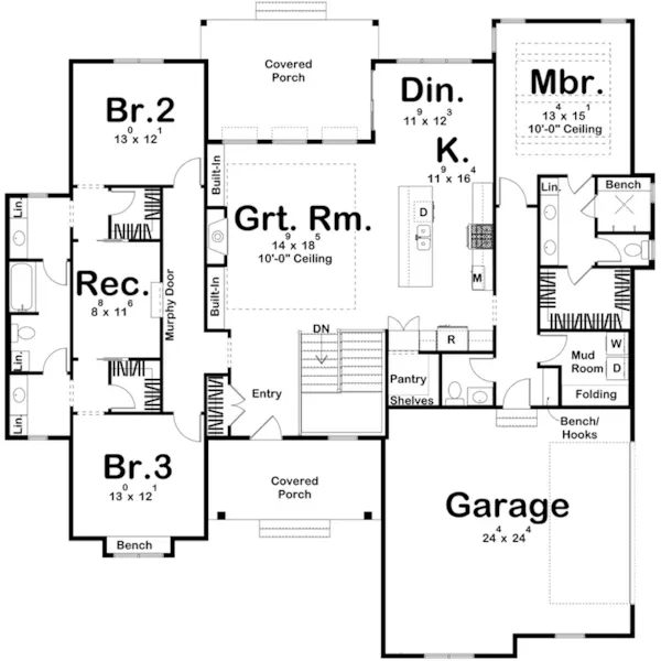 Modern House Plan First Floor - Fullerton Trail Modern Home 123D-0323 - Shop House Plans and More