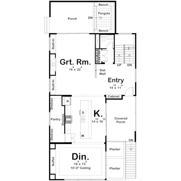 Contemporary House Plan First Floor - Mill House Small Ranch Home 123D-0327 | House Plans and More