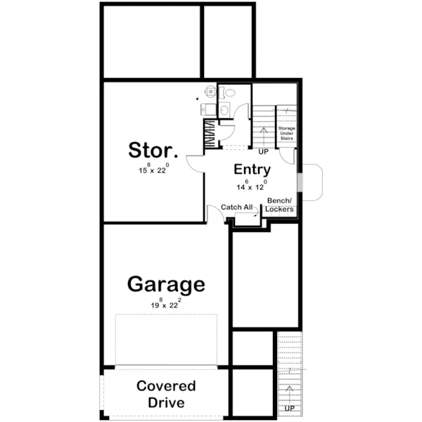 Contemporary House Plan Lower Level Floor - Mill House Small Ranch Home 123D-0327 | House Plans and More