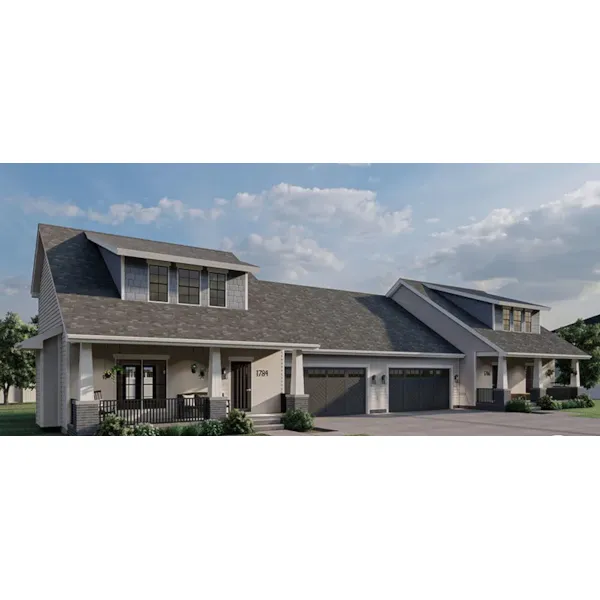 Craftsman House Plan Front of Home - Valentino Bungalow Duplex 123D-0329 | House Plans and More