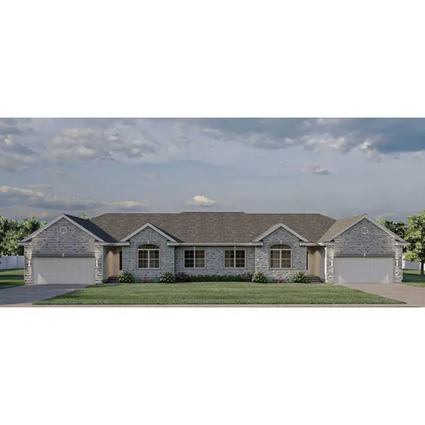 Ranch House Plan Front of Home - Snyder Traditional Duplex 123D-0330 | House Plans and More