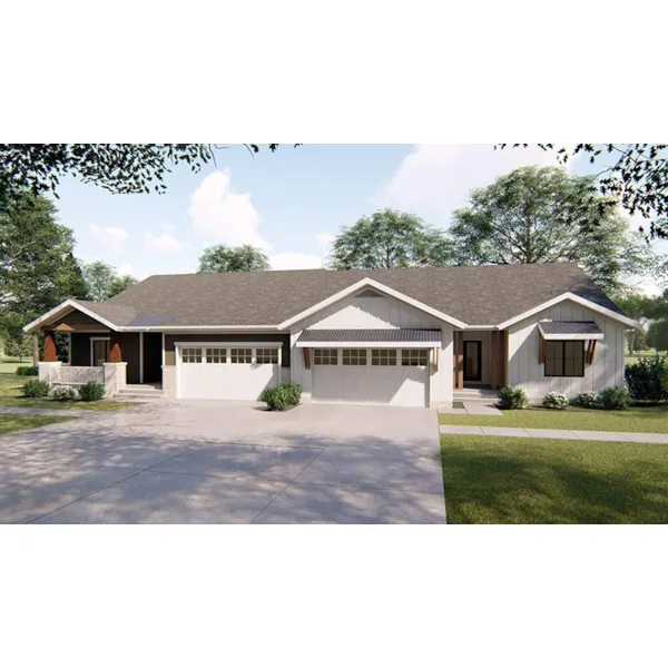 Craftsman House Plan Front of Home - Webster Craftsman Duplex 123D-0335 | House Plans and More