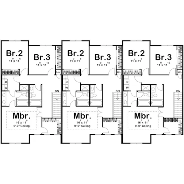 Modern Farmhouse Plan Second Floor - Brookfield Farmhouse Duplex 123D-0342 | House Plans and More