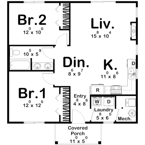 Building Plans First Floor - Grady Cottage Home Plan