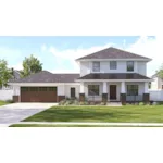 Prairie House Plan Front of House 123D-0555