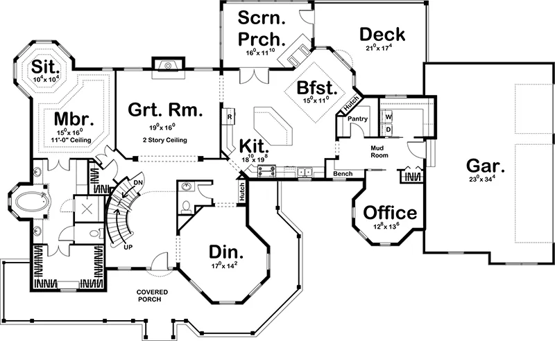 Country House Plan First Floor - 123S-0007 - Shop House Plans and More