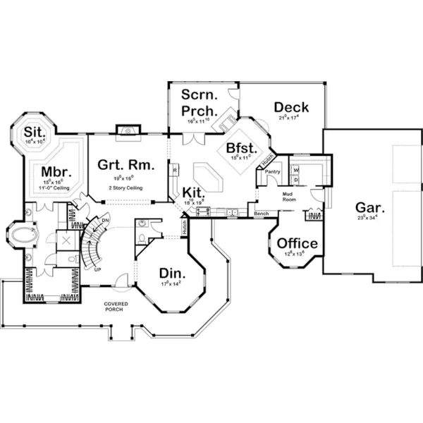 Country House Plan First Floor - Isabell Country Home 123S-0007 - Shop House Plans and More