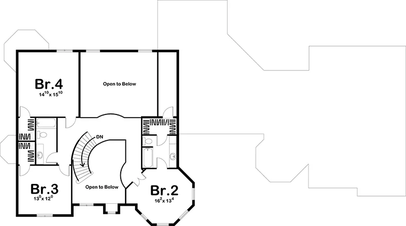 Country House Plan Second Floor - 123S-0007 - Shop House Plans and More