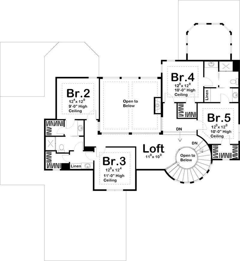 Luxury House Plan Second Floor - 123S-0010 - Shop House Plans and More