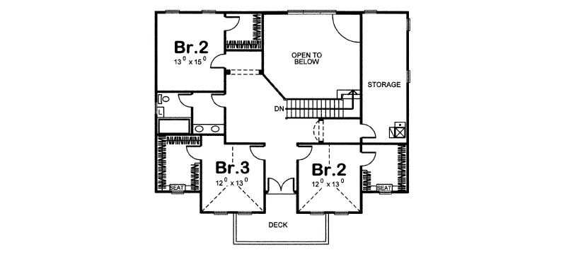 Spanish House Plan Second Floor - 123S-0011 - Shop House Plans and More