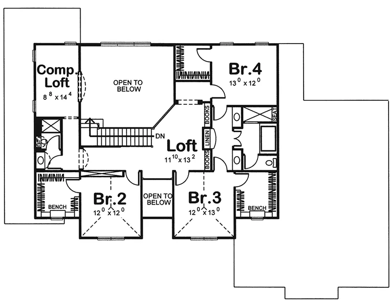 Sunbelt House Plan Second Floor - 123S-0012 - Shop House Plans and More
