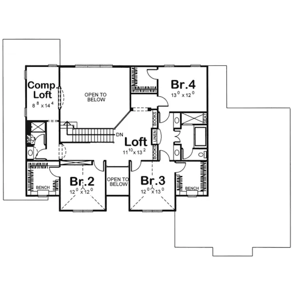 Sunbelt House Plan Second Floor - Stallworth European Home 123S-0012 - Shop House Plans and More