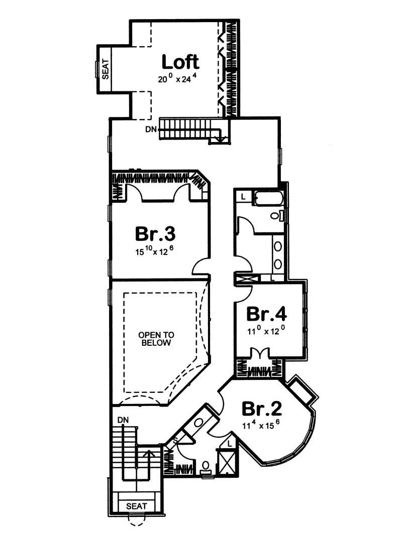 Country French House Plan Second Floor - 123S-0013 - Shop House Plans and More