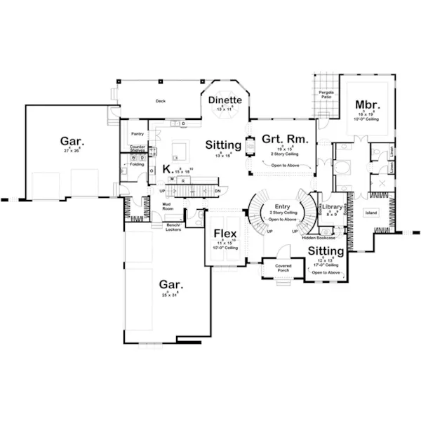 Italian House Plan First Floor - Kirkwood Hill European Home 123S-0015 | House Plans and More