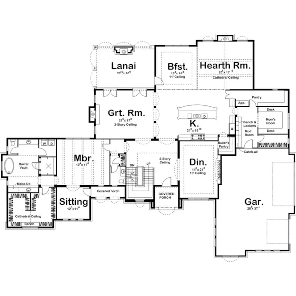 Sunbelt House Plan First Floor - Legrand Sunbelt Home 123S-0016 - Shop House Plans and More