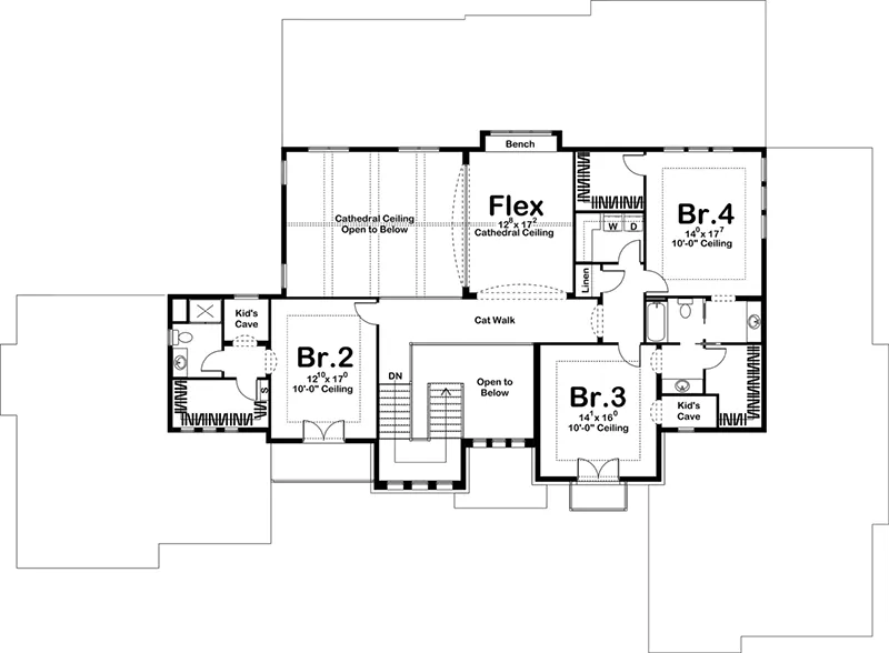 Mediterranean House Plan Second Floor - 123S-0016 - Shop House Plans and More