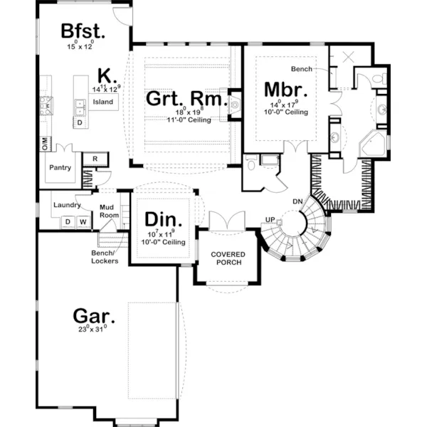 European House Plan First Floor - Legacy Hills European Home 123S-0017 - Shop House Plans and More