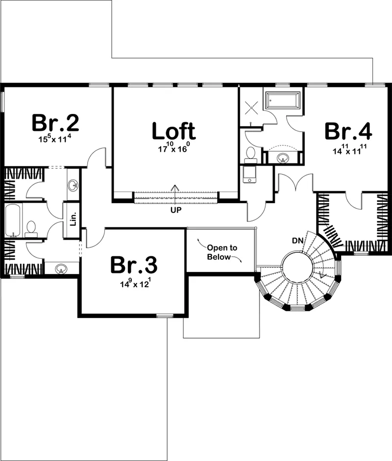 European House Plan Second Floor - 123S-0017 - Shop House Plans and More
