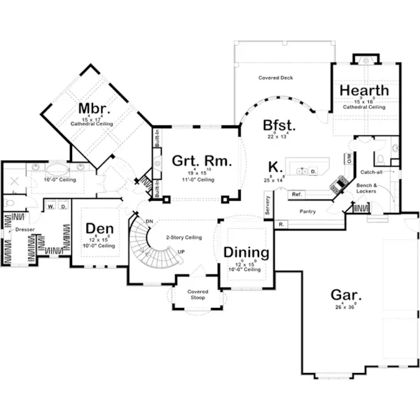 Southwestern House Plan First Floor - Maple Wood Luxury Home 123S-0019 - Shop House Plans and More