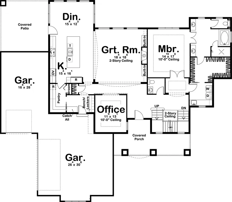 Farmhouse Plan First Floor - 123S-0021 - Shop House Plans and More