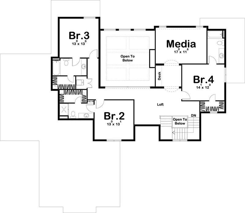 Farmhouse Plan Second Floor - 123S-0021 - Shop House Plans and More