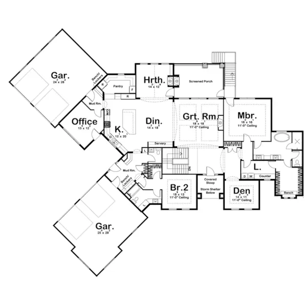 Rustic House Plan First Floor - Dedlow Luxury Home 123S-0022 - Shop House Plans and More