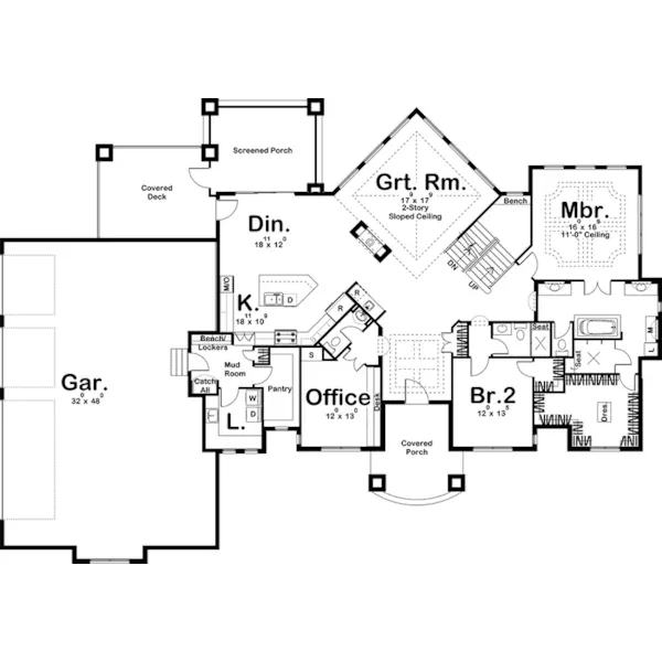 Adobe House Plans & Southwestern Home Design First Floor - Harrington Hill Luxury Home 123S-0024 - Shop House Plans and More