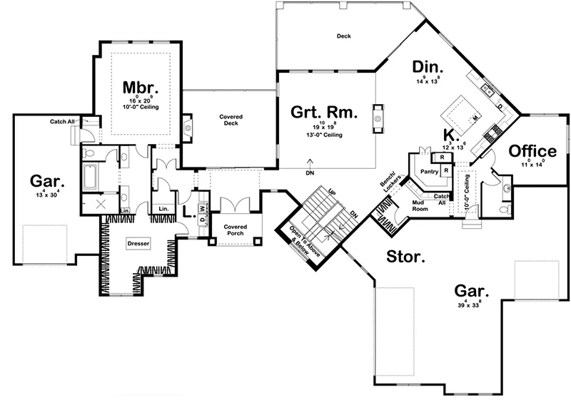 Sunbelt House Plan First Floor - 123S-0025 - Shop House Plans and More