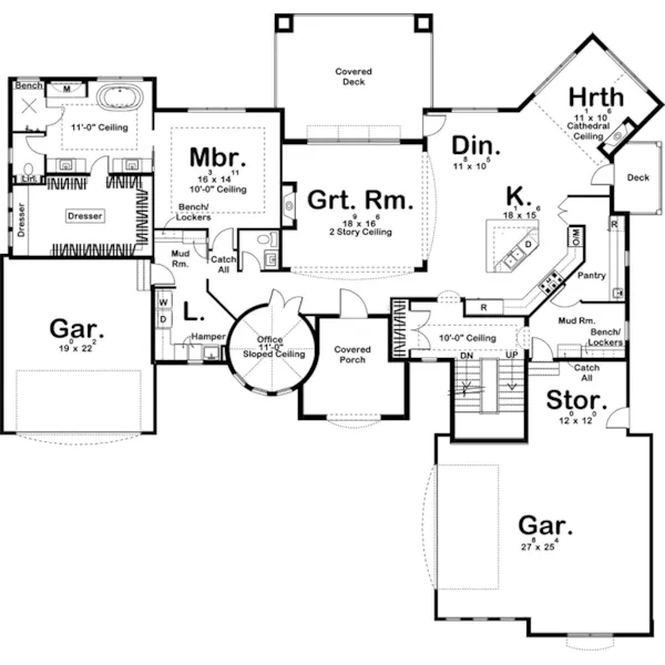 Spanish House Plan First Floor - Quarry Oaks Luxury Home 123S-0026 - Shop House Plans and More