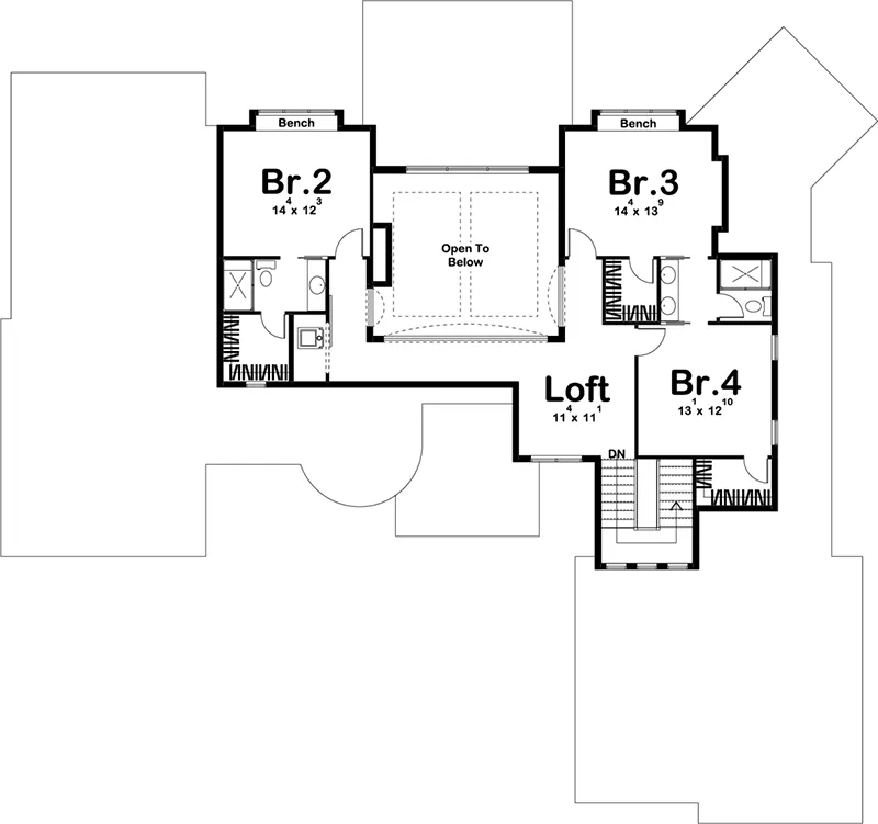 Sunbelt House Plan Second Floor - 123S-0026 - Shop House Plans and More