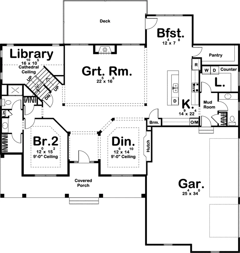Farmhouse Plan First Floor - 123S-0027 - Shop House Plans and More